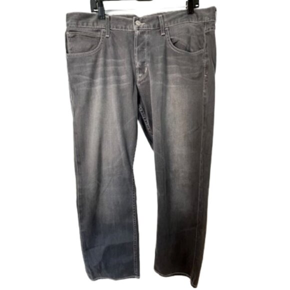 Hudson Byron Style M255D High Rise Grey Button Fly Straight Leg Jeans 38